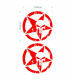 SEVGENT Skm Army Yıldız Kuru Kafa 13 X 13 Cm Kırmızı Sticker 2 Li