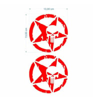 SEVGENT Skm Army Yıldız Kuru Kafa 13 X 13 Cm Kırmızı Sticker 2 Li