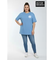 Kadın Büyük Beden N Baskılı 3xl-6xl Bisiklet Yaka Tshırt SPR26BTSK510-19
