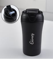 Kişiye Özel Siyah Pipetli Çelik 400ml Termos
