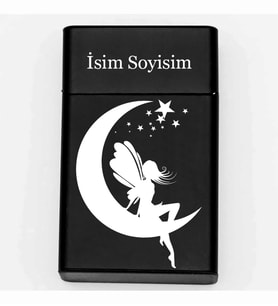 Peri Desenli Metal Tabaka – Kişiye Özel İsimli Hediyelik
