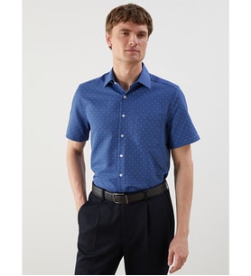 LCW BUSINESS İndigo Regular Fit Kısa Kollu Gabardin Erkek Gömlek