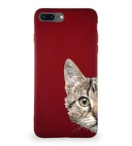 Apple iPhone 7 Plus Soft Premier Kapak Catface Tasarımlı Silikon Kılıf - Mürdüm (Şeffaf)