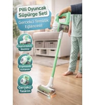 Pilli Oyuncak Süpürge Seti Gerçekçi Tasarımlı Çocuk Evcilik Oyuncağı