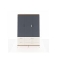 Arges Dolap 5 Raflı 5 Çekmeceli Tek Askılı 132x30x195 Çam-Antrasit/Aytaşı