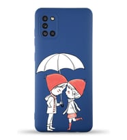 Samsung Galaxy A31 Uyumlu Lansman Kılıf Aşk Tasarımlı İçi Kadife Kapak-Lacivert (Şeffaf)