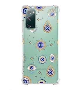 PrintiFy Samsung Galaxy S20 FE Uyumlu Nazar Boncuğu 5 Baskılı Şeffaf Köşe Korumalı Antişok Kılıf
