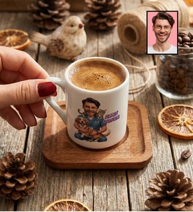 Kişiye Özel Karikatürlü Veteriner Hekim Türk Kahvesi Fincanı Tıp Bayramı Hediyesi