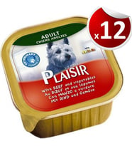Plaisir Beef Biftek Etli Parçalı ve Soslu Köpek Konservesi 150 gr x 12 Adet