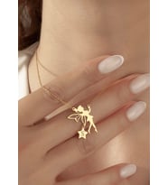 Tinkerbell Yıldız Charmlı Harf Kolye 925K Gümüş (Gold)