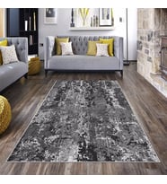 Gri Batik Desen Renk Geçişli Yıkanabilir Kaymaz Taban Leke Tutmaz Modern Salon Halısı ve Yolluk