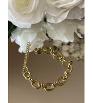 Özel Kutusunda Hediye Paketiyle Gold Oval Halka Zincir Çelik Bileklik 17+5 Cm