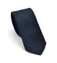 Beyaz Kırcıl Desenli Lacivert Dokuma Kumaş Mendilli Slim Fit Kravat // SDK-2504-2