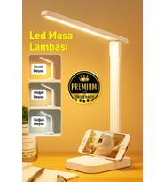 İşlevsel Şarjlı Led Masa Lambası, 3 Renkli, Dokunmatik, Standlı, Çocuklar İçin (Krem)