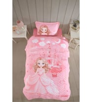 Clasy Ranforce %100 Pamuk Tek Kişilik Yatak Örtüsü Seti Sweet Princess Pudra