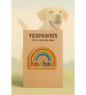 Hav Hav Köpek Arması - Renkli Gökkuşağı Detaylı Bandana, Kıyafet ve Çantalara Uygun Ütüyle Yapışan Arma (Çok Renkli)