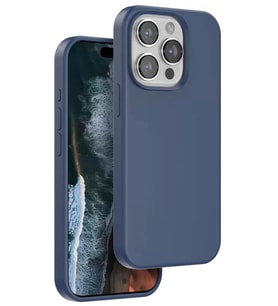 Northcity iPhone 15 Pro ile Uyumlu MagSafe Kapak - Lacivert Kadife Dokunuşlu Silikon Kılıf