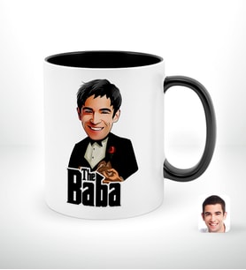 BK Gift Kişiye Özel Babalar Günü Hediyesi Godfather Baba Karikatürlü Siyah Beyaz Kupa Bardak-4