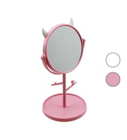 6 İNÇ - 15CM YUVARLAK - BOYNUZLUTAKI ASKILIKLI MAKYAJ AYNASI RENKLİ PLASTİK TAKILIK SEPETLİ=15CM (5343)