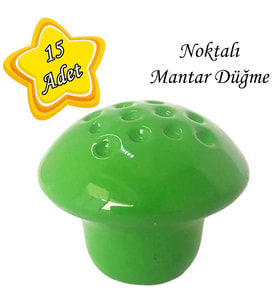 15 Adet Yeşil Noktalı Mantar Düğme Kulp Çocuk Bebek Mobilya Çekmece Dolap Kapak Kulbu Metal Kulp Aksesuarları Vidalı
