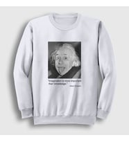 Presmono Unisex Beyaz Imagination Scientist Albert Einstein Sweatshirt 335037tt