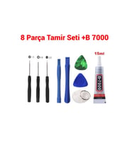 Telefon Ekran Açma Seti Tamir Kiti 8 Parça Sökme Takımı+B7000 (432042630) (Çok Renkli)