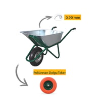 Kanat Pro Galvanizli Demonte El Arabası 0.90 mm Sac Poliüretan Dolgu Rulmanlı Teker
