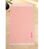 İsim Nakışlı Desensiz Kadife Seccade Pembe