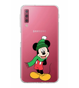 Samsung Galaxy A7 2018  Kamera Korumalı  Kapak Mickey Mouse Tasarımlı  Şeffaf Kılıf