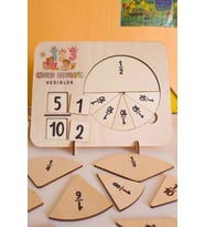 İlkokul Matematik Eğitici Kesir Daireleri Ahşap Oyuncak Etkinlik Seti Kolay Öğrenme Bölme Bultak