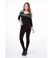 Hamile Bluz Baskı Yazı Desenli Model Siyah