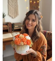 Kokulu Mum Buketi Gün Batımı - Mumelia Candles Doğal Soya Şakayık Gül Lotus Tasarım
