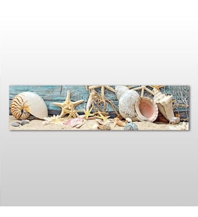 Deniz Yıldızı Ve Deniz Kabuğu Kanvas Tablo 180x60cm (Karışık)