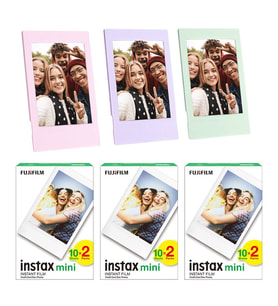 Instax mini 60'lı Film Lila Pembe ve Yeşil 3 Fotoğraf Çerçevesi