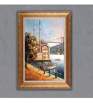 Altın Varaklı Paspartulu Çerçeveli Tablo bn13