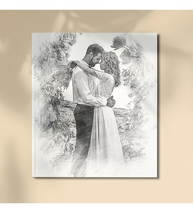 Kişiye Özel Karakalem Tasarımlı Kanvas Tablo 50x70 cm