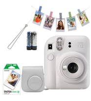 Fujifilm İnstax Mini 12 Fotoğraf Makinesi+Askı+pil+10'lu film+Çanta+Mandal beyaz