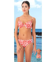 Kırmızı Beyaz Desenli Destekli Bikini Takımı 38