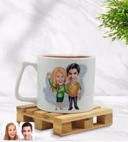 BK Gift Kişiye Özel Sevgililer Karikatürlü Middle Beyaz Kupa Bardak Model 110