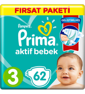Prima Bebek Bezi Aktif Bebek 3 Beden 6-10 Kg 62 Adet