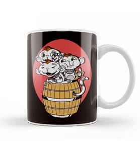 See Hear Speak No Evil Japan Monkeys Japanese Art Emoticon Kupa Bardak Porselen