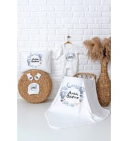 Pia Baby Premium %100 Pamuk Hastane Çıkışı Tulumlu Yenidoğan Bebek Hediye Seti 5009-03 (Ekru)