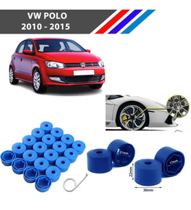 Otozet - VW Polo Bijon Civata Kapağı Mavi Renk 20 Adetli Set 17mm 1K06011739B9