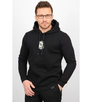 Üç Iplik Şardonlu Baskılı Kapüşonlu Sweatshirt Siyah Edw179