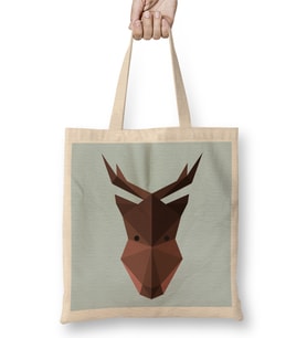 Geometric Animal Moose Bez Çanta Uzun Saplı