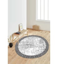 Dijital Baskılı Kaymaz Taban Yıkanabilir Yuvarlak Salon Halısı Koridor Halısı Paspas NDY-HS-209 (Gri)