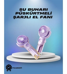 Mey İthalat® Su Sisi Püskürtmeli Taşınabilir El Fanı – Çocuk Öğrencilere Uygun, Kamp Seyahat İçin