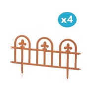 Omnipazar SY-5992 Estate Plastik Bahçe Çiti 60x32 cm 4'lü Set (Kahverengi)