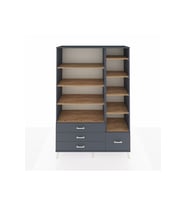 Hyperion Dolap 9 Raflı 4 Çekmeceli  132x44x195 Antrasit-Çam/Antrasit