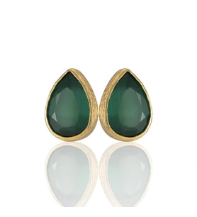 Kadir Jewellery 22 Ayar Altın Kaplama Kadın Minimal Küpe -El İşçiliği Ve Hipoalerjenik Küpe (K.Yeşil)